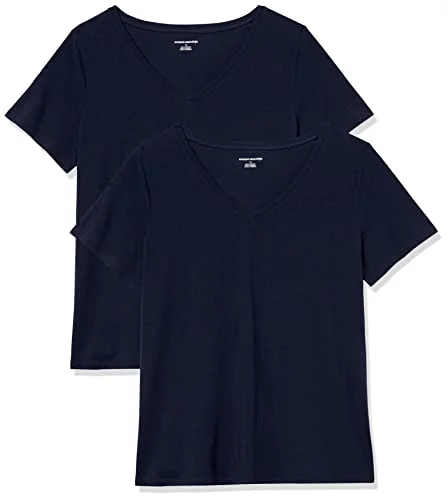 Amazon Essentials dam klassisk passform kortärmad v ringad t shirt, paket med 2, marinblå, 4X 196433128081