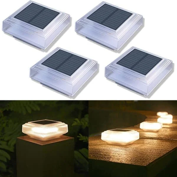 1/2/4-pack Solar Fence Post Lights, Warm White LED, Outdoor Lighting for Garden & Patio zjh-hn-06290200724