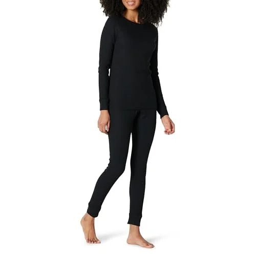 Amazon Essentials Dam Våffla Snug Fit pyjamasset, svart, Large 194223267125