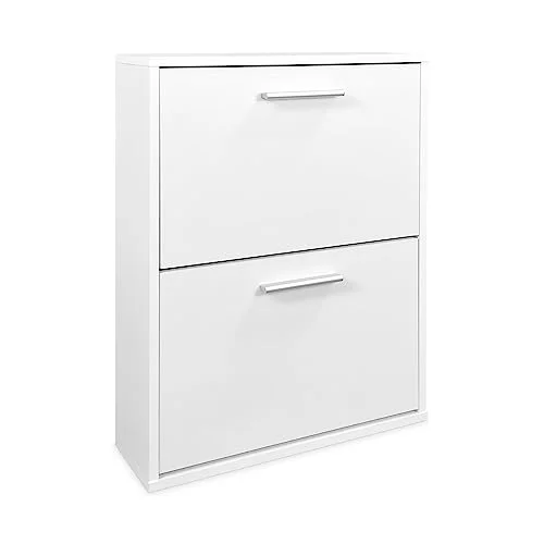 Somnia Descanso - Skoskåp med 2 dörrar, Smalt skoskåp, Elenor-modell, Vit färg, Mått: 77,5 cm (höjd) x 60 (Bredd) 25 (bakgrund) Praktisk och funktionell 8445355114774