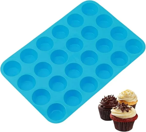 1-pack Mini Silikonmuffinsform med 24 Fack för Minimuffins eller Kakor, Ugnssäker av Fy02-02-WJQ12355