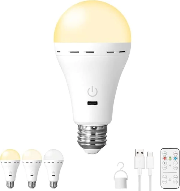 1-pack Magiska Uppladdningsbara Glödlampor med Fjärrkontroll, Trådlös Smart Batteridriven LED-lampa Utan Elektricitet, 2200mAh/Dimbar/Timer Fy16-CJYB-LYH04527