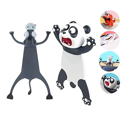 Alldo 2 st söta djur bokmärkesset, åsna/panda/haj/bläckfisk, PVC, stycken 647697400777