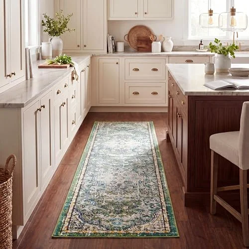 SAFAVIEH modern chic matta för vardagsrum, matsal, sovrum Madison kollektion, kort lugg, i grönt och turkos, 61 x 244 cm 889048992467