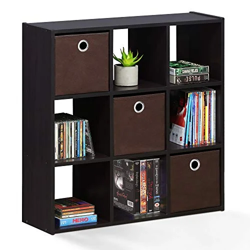 Furinno Förvaringshyllor, trä, mörk valnöt, en storlek 816718024371