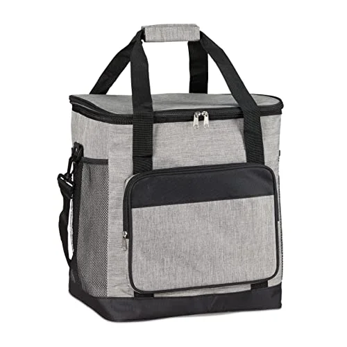 Relaxdays Unisex vuxen Kühltasche vikbar picknick, 30 l, med bärrem och handtag, stor isolerad väska, grå, 1 artikel 4052025917203