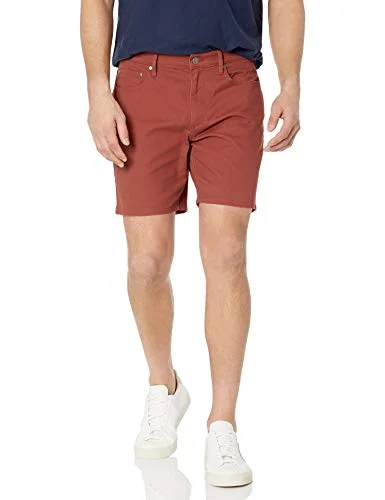 Amazon Essentials Men's Stretchiga shorts 18 cm (7 tum) smal passform innersöm med 5 fickor, Kastanjebrun, 42 195111300603