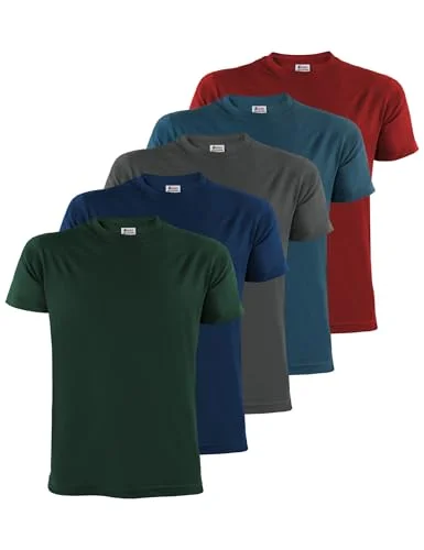 ALPIDEX t shirts för män 5 pack med rund hals, vanliga storlekar S M L XL XXL 3XL 4XL 5XL, Storlek:M, Färg:Earth 4251379330878