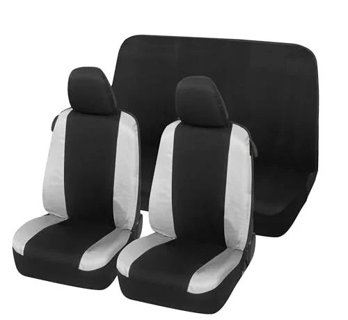 Auto Accessori Lupex Bilsätesöverdrag kompatibla med prickar, tillverkade i Italien, poly bomullstyg, fram och bak (svart ljusgrå) 8056669279532