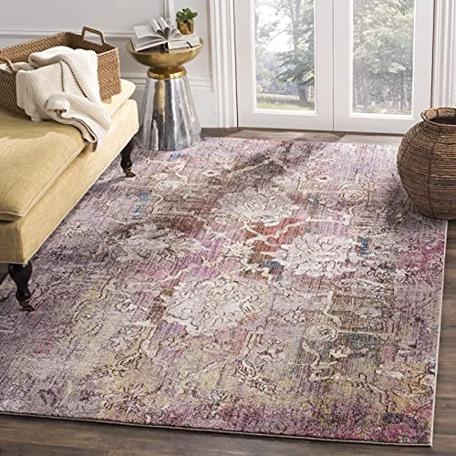 SAFAVIEH Multifunktionell inomhus/utomhatta, vävd polypropylenmatta, rosa/grå, 160 x 230 cm 889048495807