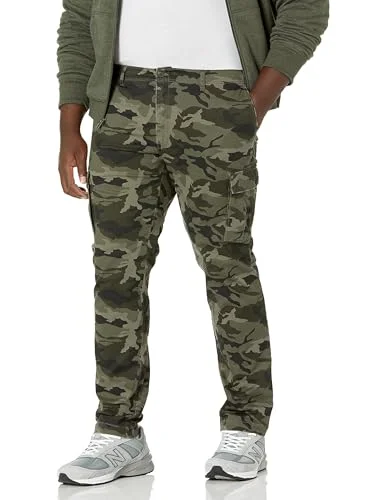 Amazon Essentials Men's Stretchiga cargobyxor med rak passform (finns i Big & Tall), Grön Kamouflage, 40W / 30L 191770919699