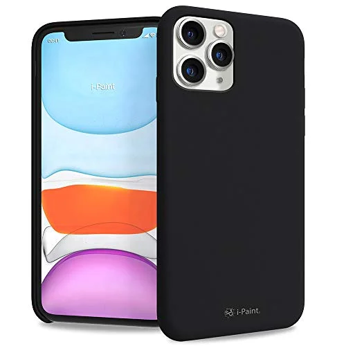 i Paint Cover Skyddsfodral för iPhone 11 Pro Max 6.5" svart silikon med Microfiber inuti Solid Case Black 8053264078478