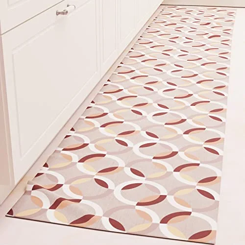 PETTI Artigiani Italiani Köksmatta löpare kök halkfri och tvättbar 52 x 100 cm cirkeldesign beige 100% tillverkad i Italien 5056411137793