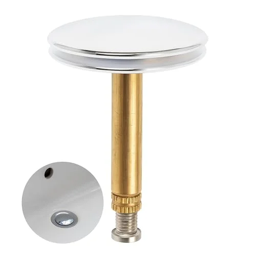 Avtappningsplugg med justerbar lyftstång, 1 pack, Ø 43 mm ventilplugg, av mässing, 25 45 excentrisk stift, kromad yta, dubbel tätning, ventilplugg handfat, tvättställ, dusch, badkar 8720364198640