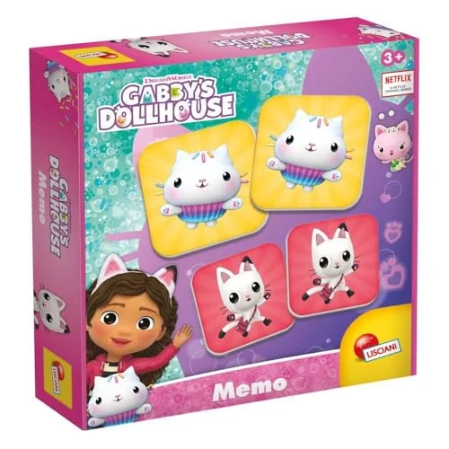 LISCIANI Gabbys Dockhus Memo Minnesspel för barn från 1 år Pedagogiskt spel Stärker minne och uppmärksamhet Tillverkad i Italien Gabby's Dollhouse 8008324105984