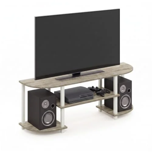 Furinno Turn S Tube Wide TV Entertainment Center, enhet, stativ, Sonoma Oak/White 810006770360