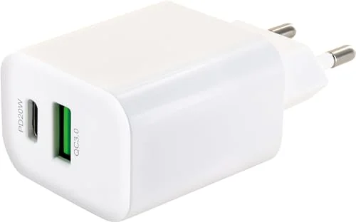 SCHWAIGER 230 V USB laddare med Fast Charge QC 3.0 vit 4004005040692