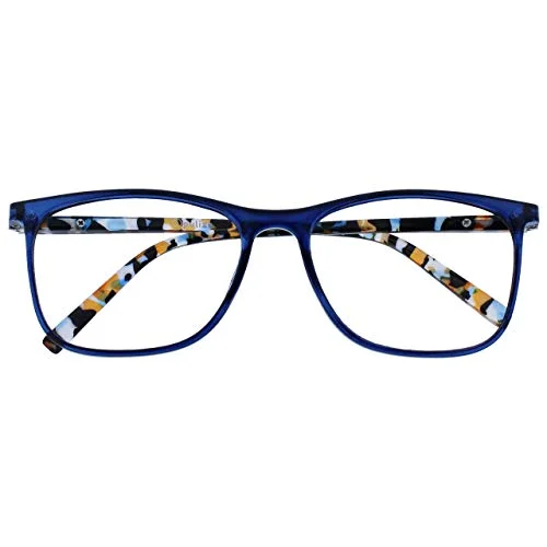 Opulize Unisex båge läsglasögon (5 pack), Blå med genomskinligt mönster, 3,00 Dioptrien 5055955375395
