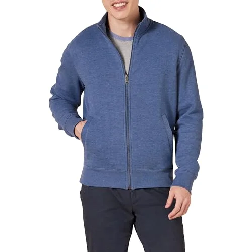 Amazon Essentials herr full zip fleece mock neck sweatshirt, blå ljung, liten 193548689834