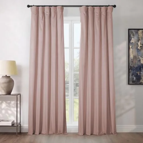 HPD halvt pris draperier arv plysch sammet gardiner för sovrum och vardagsrum 50 X 84, VPYC 225371 84 (1 panel) ljusrosa 194125039240