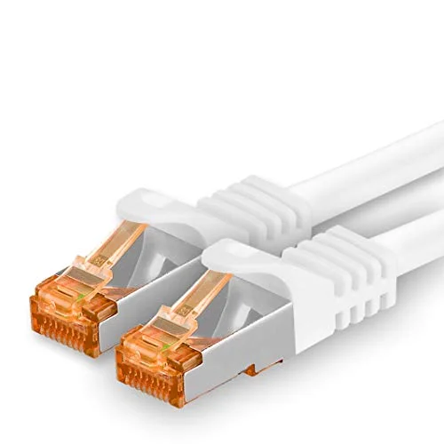 5m Cat.7 nätverkskabel vit 1 bit Gigabit Ethernet LAN kabel 10000 Mbit S patchkabel Cat7 FTP PIMF skärmning LSZH rå Rj45 kontakt Cat 6a x 5 meter 4251073689715