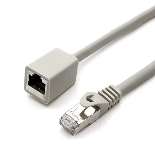 1aTTack.de 677613 CAT7 Cat.7 förlängningsadapter 2m Ethernet kabel Lan Nätverkskabel 10 Gb/s raw med (RJ45) Cat6a uttag 1 st grå 4251073677613