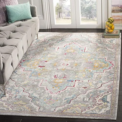 Rektangulär innermatta, mystisk kollektion, MYS921, i grå/ljusblå, 152 x 244 cm för vardagsrum, sovrum eller någon annan inredning av Safavieh. 889048305557