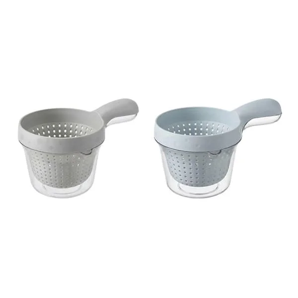 1/2 st dubbelskikts dräneringskorg med handtag 2-i-1 sil förvaringsbehållare liten grönsaksfrukt mini bär tomat druva tvätt durkslag skål Blue & Grey ZZ-ZCF25807