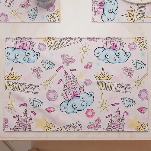 PETTI Artigiani Italiani amerikanska bordstabletter med digitalt tryck, av tyg och tvättbara (set om 2 30 x 45 cm) Princess, 100% tillverkad i Italien 8056897572290