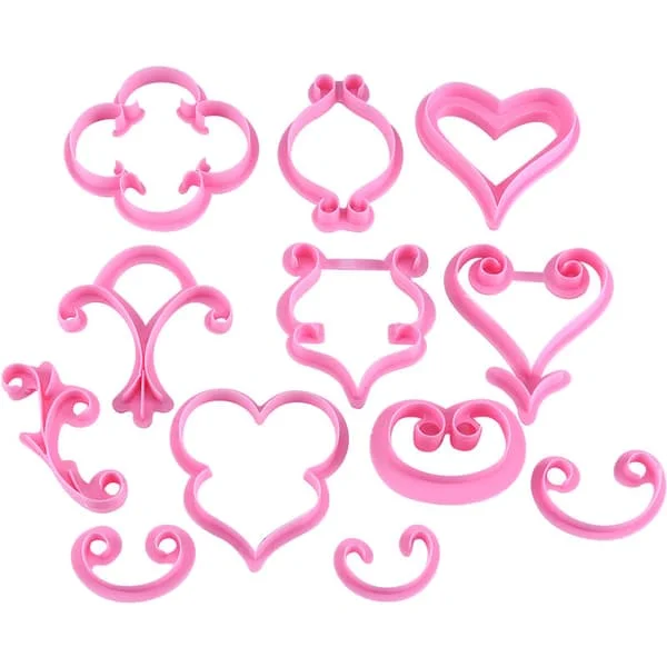 1 Set 12 Pcs Flower Roses Sugar Paste Cakes Pastries Fondant Chocolate Mold Decoration HY-SY-081714452