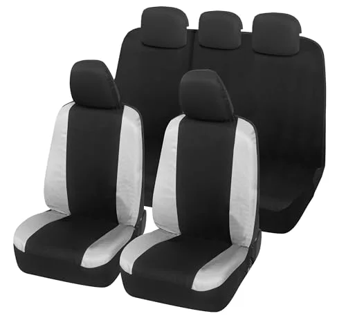 Auto Accessori Lupex Bilsätesöverdrag kompatibelt med Panda Seconda 169 och tredje 319 serien, tillverkad i Italien, Polycotton tyg, komplett set (svart ljusgrå bakre ryggstöd 60e40) 8056669279358