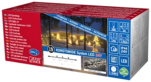 Konstsmide LED-systemförlängning, buskelljuskedja kluster, 208 varma vita dioder, utomhus (IP44), svart mjuk kabel 4643107 7318306431071