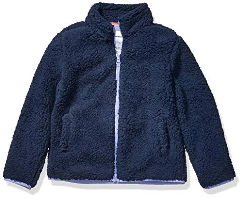 Amazon Essentials Småbarn Flickor Sherpa Fleece Full Zip Jacka, Tvättad Marinblå, 4T 194223210305