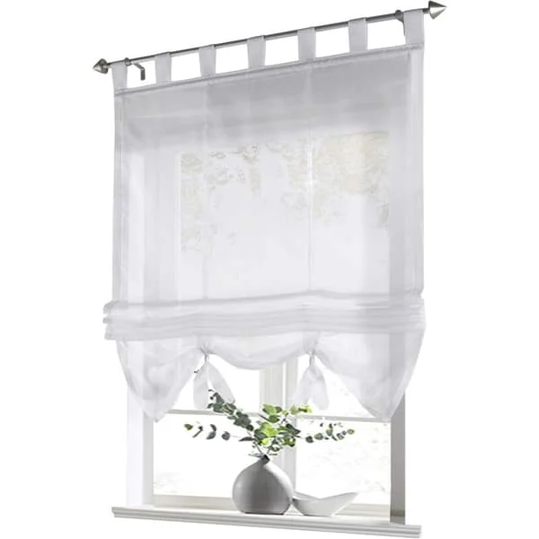 1-delad romersk gardin med öljetter, gardiner, kök, transparent, romersk gardin, gardiner, modern voile (vit, BxH 60 x 155 cm) TALYD2-929-1