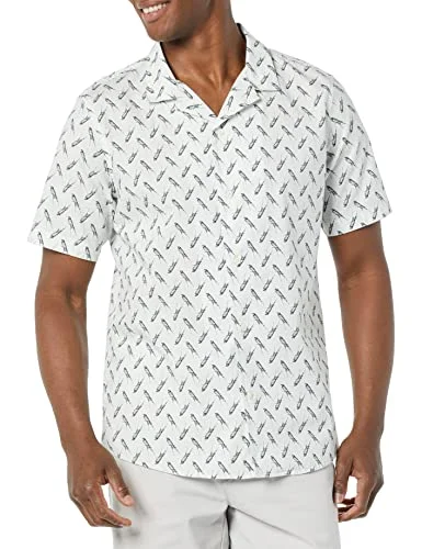 Amazon Essentials herrars standard fit semesterskjorta, ljusblå fågeltryck, X Large 196433223175