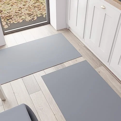 PETTI Artigiani Italiani köksmatta, kökslöpare, halkfri tvättbar kökslöparmatta, enfärgad matta 52 x 80 cm grå, 100% tillverkad i Italien 8053687769984