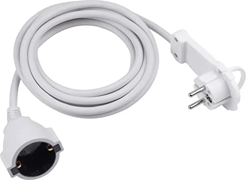 Meister Skyddskontaktförlängning extra platt kontakt 3 m kabel vit IP20 inomhus/koppling med kontaktskydd/Schuko förlängning kontakt/strömkabel/7432360 4004646257961
