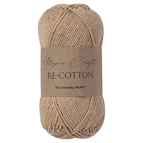 Utopia Crafts Re Cotton Knitting Yarn, 100g (Light Taupe) 5060967569380