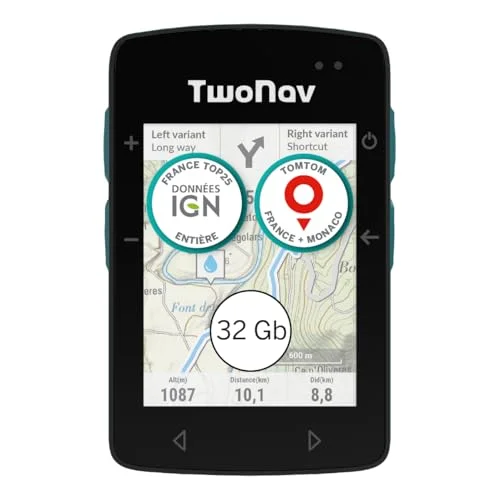 TwoNav Roc + IGN Topo komplett karta för sport, GPS med 2,7 tums skärm mountainbike, cykel, grus eller bikepacking kort ingår. Turkos färg 8436043257873