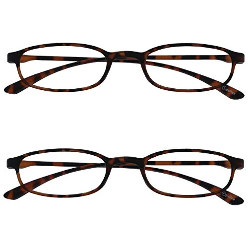 Opulize Fly 2 pack fickstorlek superlätta läsglasögon Matt svarta män kvinnor RR67 1 + 1,00 Optical Power +1.00 Brun 5055955374442