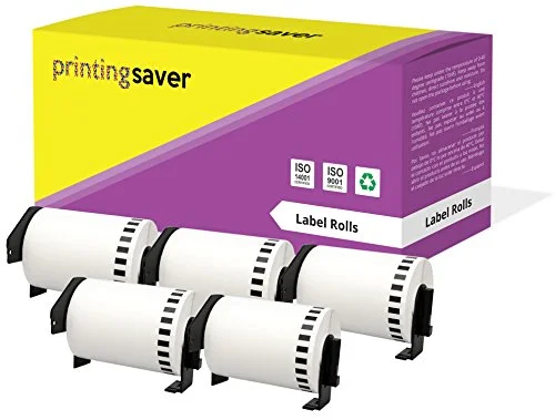 5X DK-22243 102 mm x 30,48 m kompatibla kontinuerliga pappersetikettband för P-Touch QL-1050, QL-1050N, QL-1060N, QL-1100, QL-1110NWB etikettskrivare 714169739601