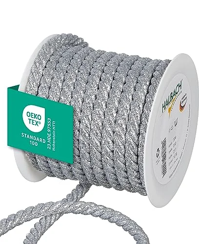 Halbach Seidenbänder Premium snöre silver bredd: 10 mm längd: m 2 för dekorationer silversnöre gör det själv hantverk och presentförpackningar, färg: 4015275261540