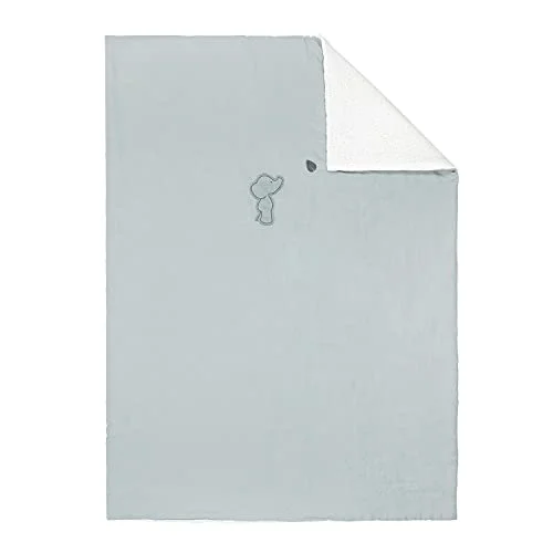 Nattou Stor gosig filt för spädbarn av 100% bomull (muslin), elefant Axel, 135 x 100 cm, Luna och grön/vit 5414673748315