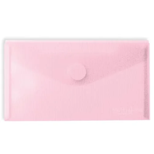 Grafoplás Förpackning med 5 plastkuvert Kvittostorlek Kardborreförslutning Ljusrosa Multiline 22,5 x 12,5 cm Genomskinlig randig polypropen Perfekt för kvitton och små dokument 8413623490585