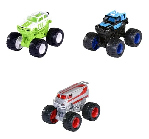 Majorette Monster Rockerz (1 bil, 7,5 cm) Monstertrucks Limited Edition 10 av metall med frihjul och styrfunktion, slumpmässigt urval 3 bilar, för barn från år 3467452074695