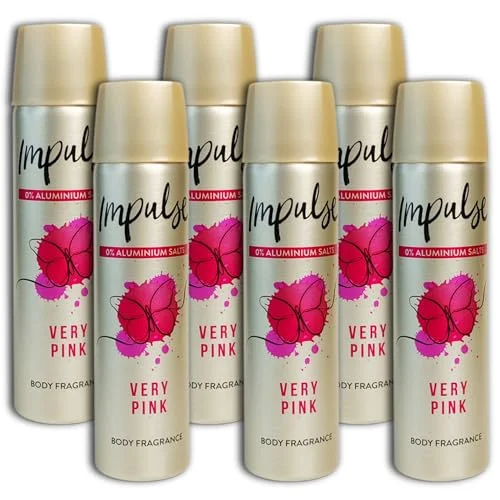 6 pack Impulse deodorant spray mycket rosa utan aluminium x 75 ml 4251724727193