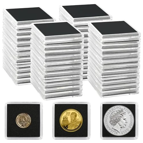 50 myntkapslar, 5 storlekar svart packning myntväska 20/25/30/35/40 mm, genomskinliga myntfodral för insamling av mynt silver dollar pund cent 850030906434