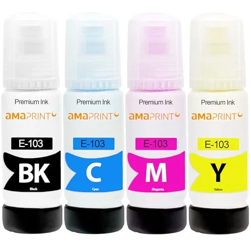 Amaprint Bläck kompatibla med Epson 103 för EcoTank L1210 L1250 L3110 L3111 L3116 L3150 L3151 L3250 (4 Bläckflaskor av 4x70ml) 4038998412853