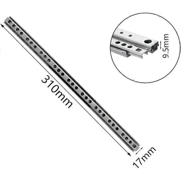 1 par (2 stycken) Lådskenor Metall Kullager Lådskenor Lådskenor Kullagerskena 17mm Lådskenor Längd 310mm[co] COTT-21764-1