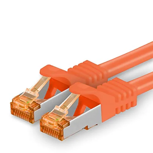 5m Cat.7 nätverkskabel orange 1 bit Gigabit Ethernet LAN kabel 10000 Mbit S patchkabel Cat7 FTP PIMF skärmning LSZH rå Rj45 kontakt Cat 6a x 5 meter 4251073688473